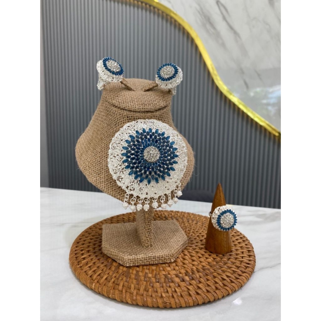 Set Bros borobudur silver blue safir