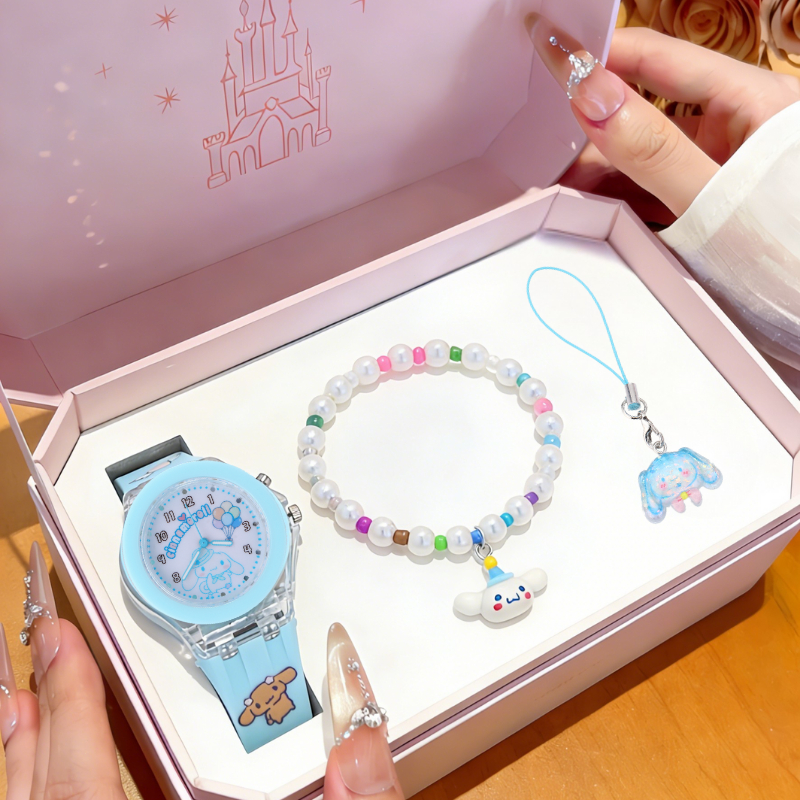 4Set jam tangan anak-anak laki-laki dan perempuan dengan cetakan kartun  jam tangan LED tahan air  g