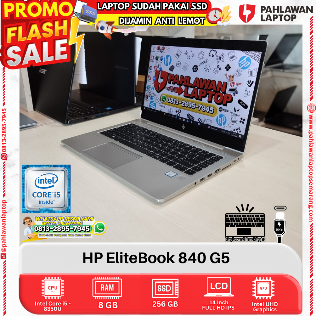 LAPTOP HP EliteBook 840 G5 Core i5 GEN 8 RAM 8GB SSD 256GB