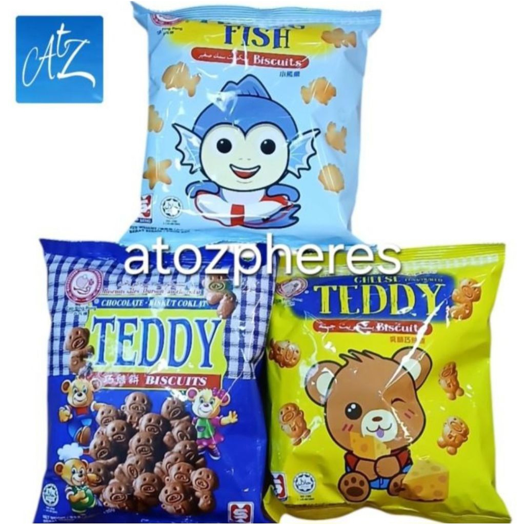 Biskuit bentuk ikan / beruang kecil rasa keju coklat cokelat halal HUPSENG HUP SENG FLYING FISH / TE