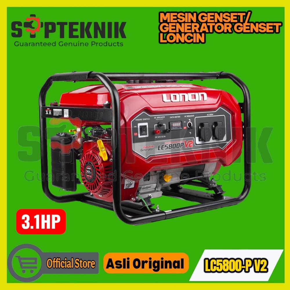 Generator Set Bensin LC5800P V2 2800W Modern Carbon Panel Open 220V LONCIN