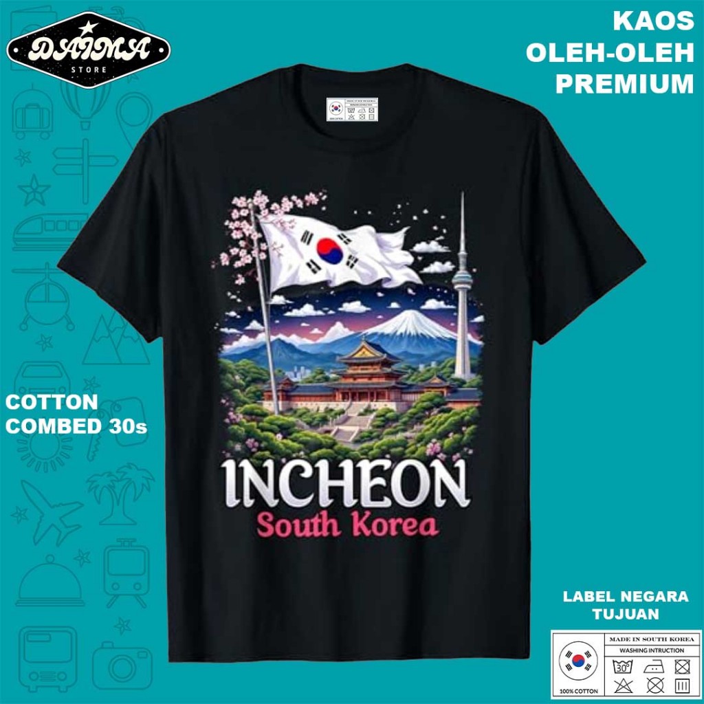 KAOS OLEH OLEH KOREA 68 PAKAI TAG LABEL KOREA ASLI BAJU SOUVENIR PREMIUM GIFT