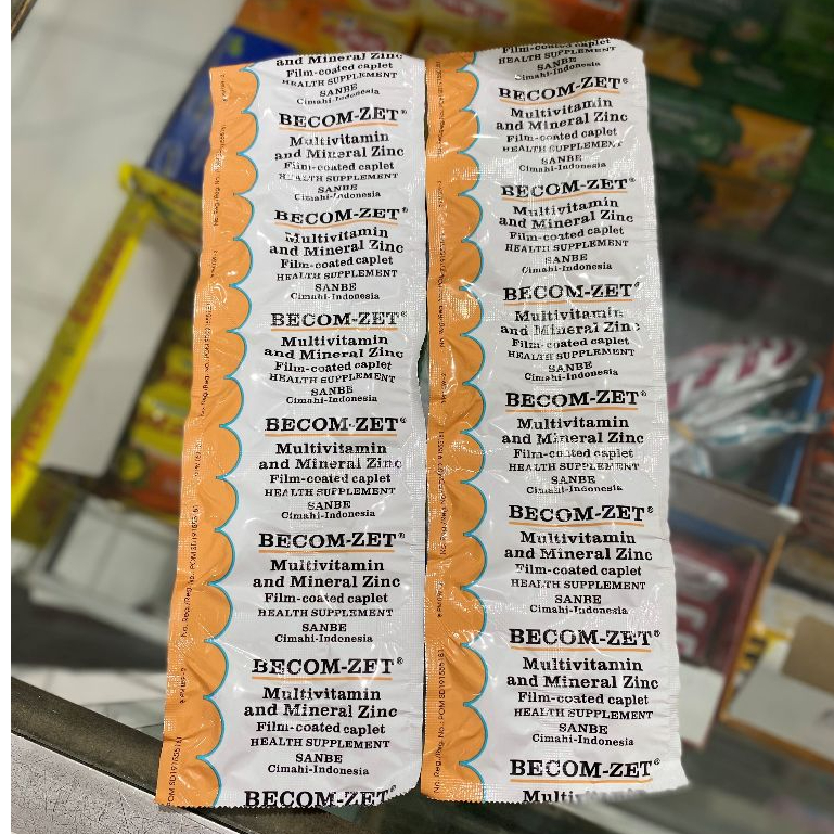 Multivitamin Becom-Zet 1 Strip 10 Kaplet - Suplemen Vitamin B, C, E, dan Zinc