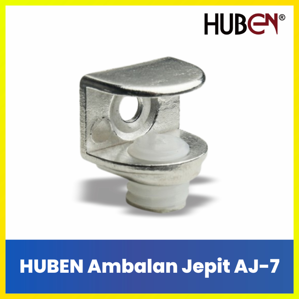 Huben Ambalan Jepit Penyangga Rak Etalase Kaca Showcase Lemari Baju - Jepitan Ambalan Kuat Chrome