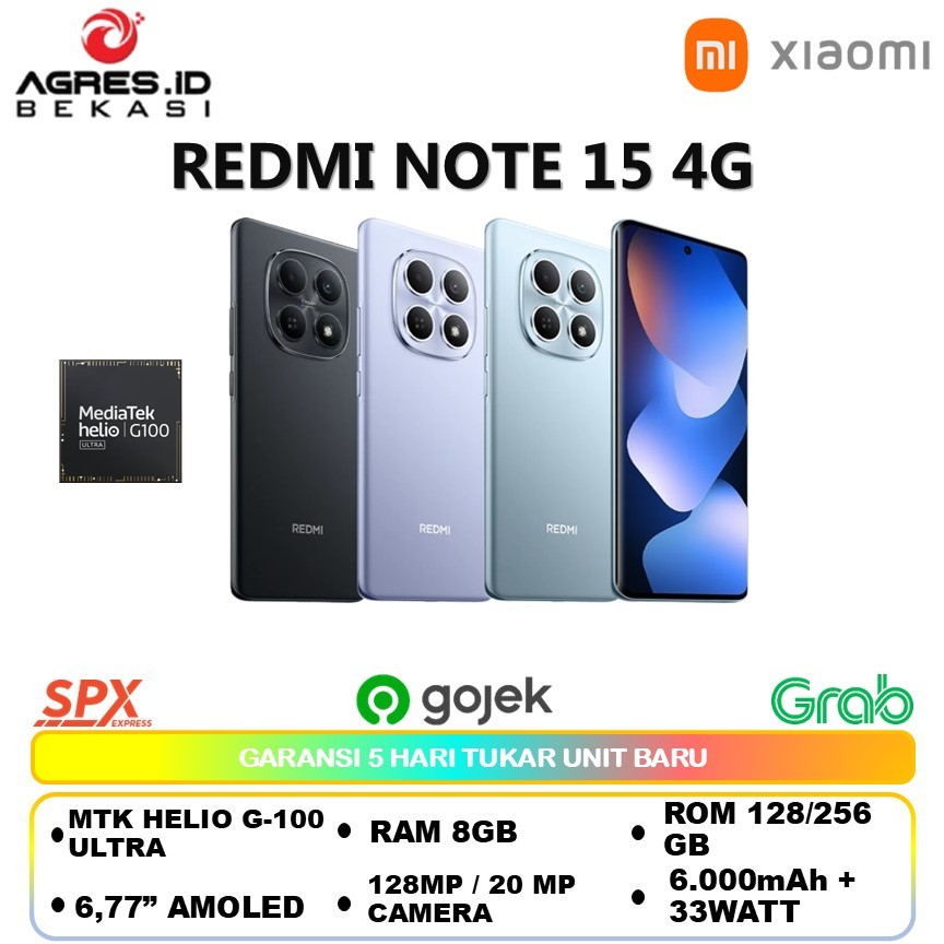 XIAOMI REDMI NOTE 15 4G (8GB+128/256GB) BATERAI BESAR 6000MAH