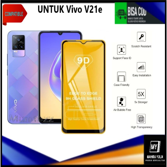 Promo Tempered Glass Warna Hp Vivo V21e Anti Gores Kaca Full Layar Full Glue Skin Protector Pelindun
