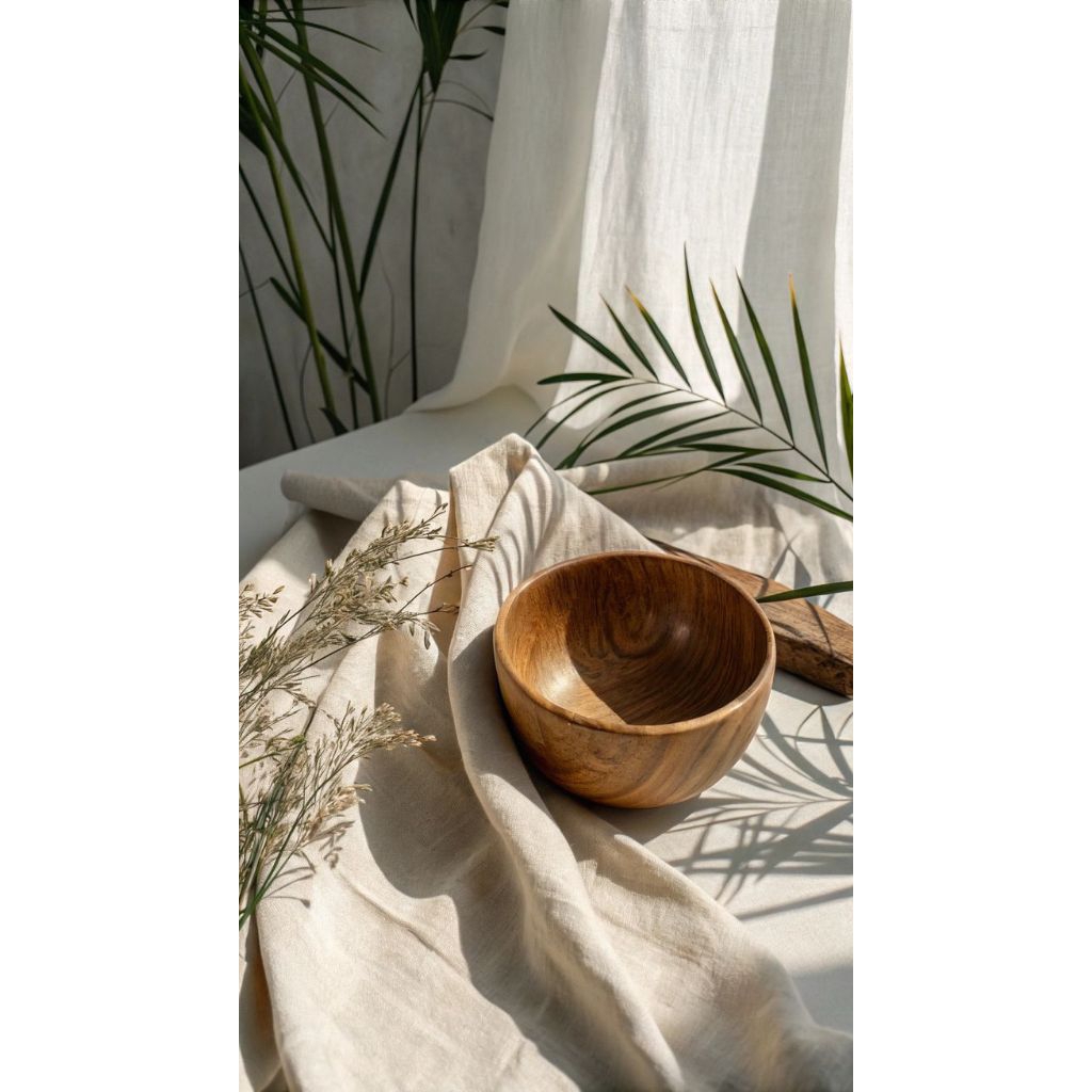 Mangkok kayu estetik,mangkok kayu,mangkok kayu ala korea,mangkok kayu warna coklat