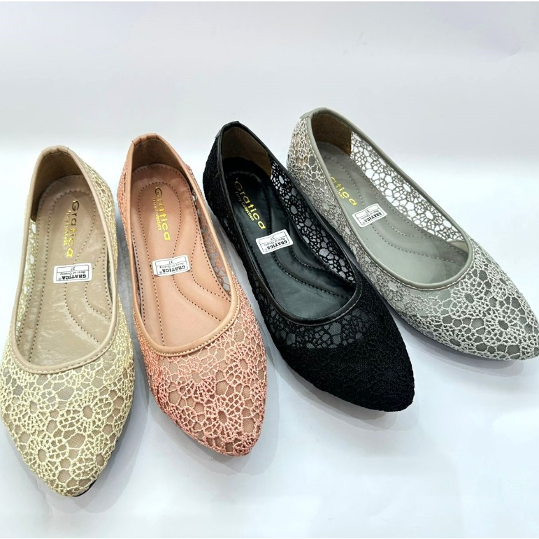 Gratica flat shoes terbaru renda