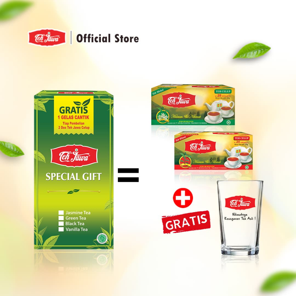 Teh Jawa SMD Special Gift (Jasmine dan Black Tea) GRATIS GELAS CANTIK