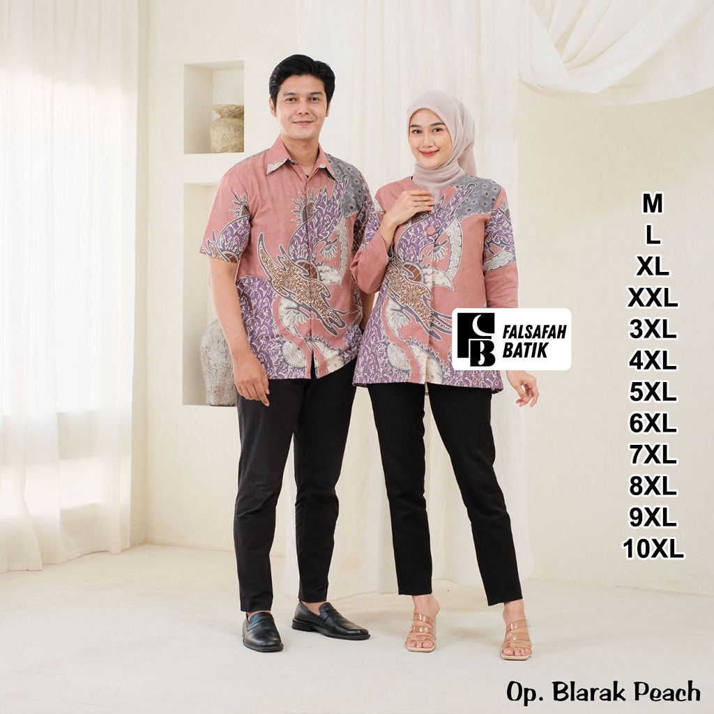 Falsafah Batik Batik Couple Blouse Wanita Lengan Panjang Adem Kemeja Lengan Pendek Jumbo Ukuran M L 