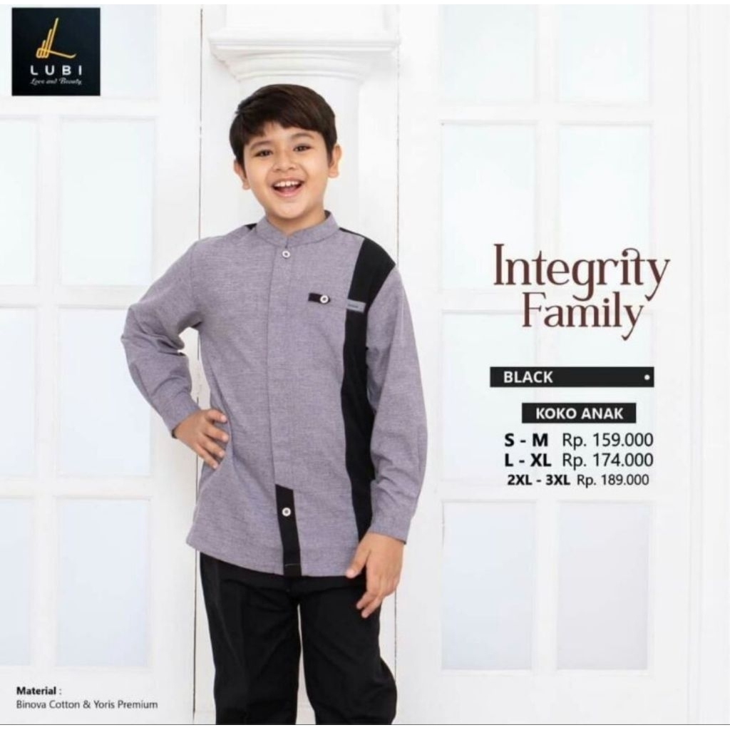 Lubi Integrity Koko Anak Black atau Hitam Koko Lengan Panjang