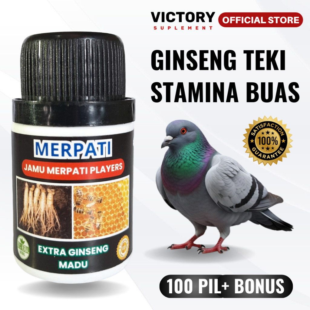Jamu Merpati Kolong Los Dor Tenaga Kuat & Nafas Panjang Herbal Ginseng Teki Isi 100 Pil - Victory