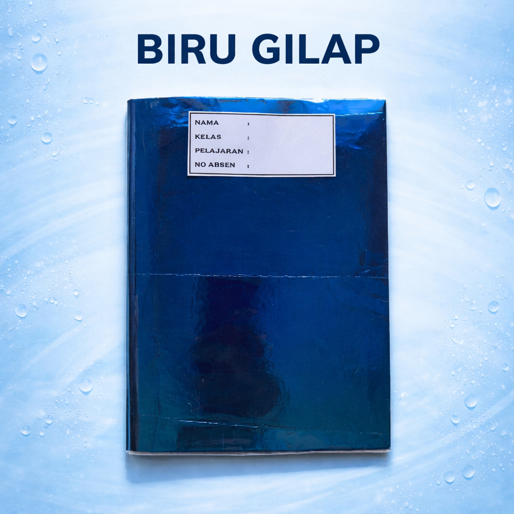 buku tulis sudah disampul sukung warna biru gilap dan sampul plastik (tinggal pakai)