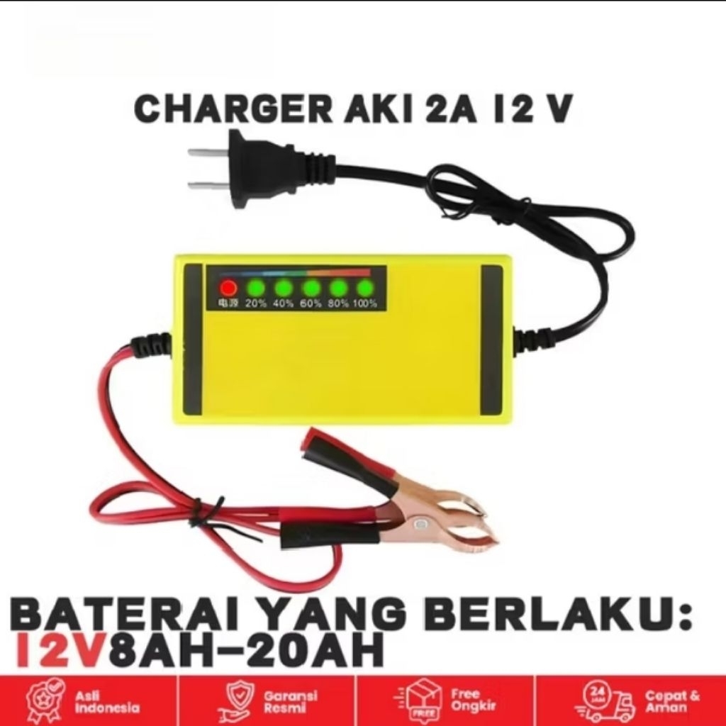 cas aki 12V 2A cas aki mobil motor charger aki 12v 2A