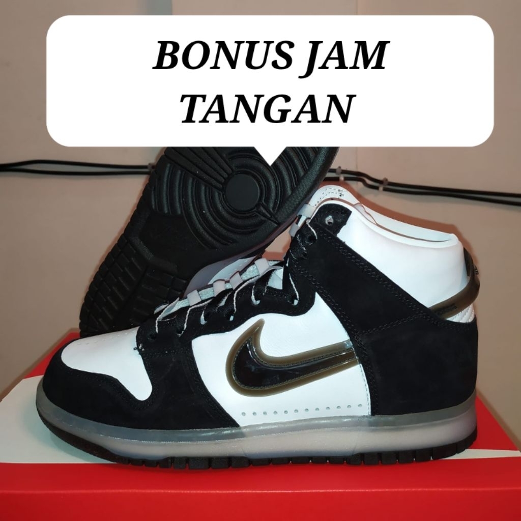 Sepatu Nike dunk high x slam jam black white