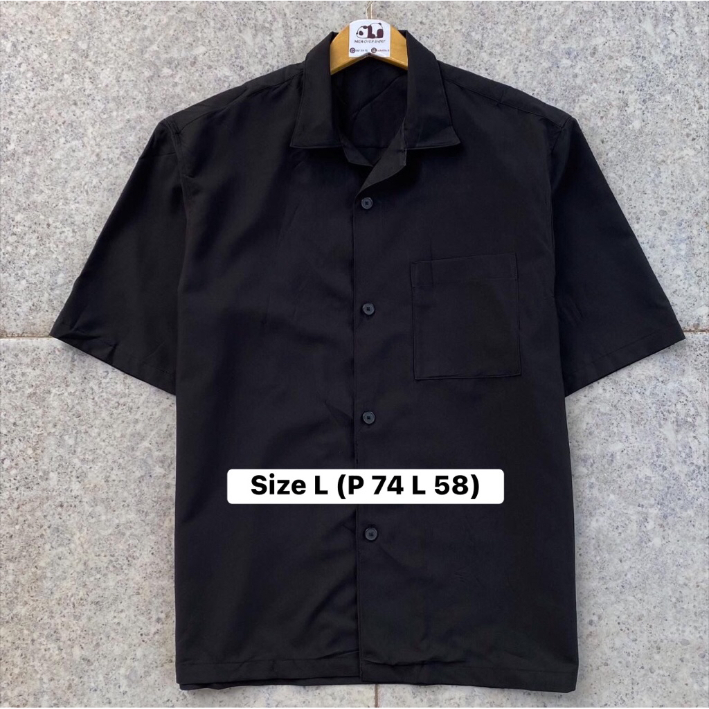 Kemeja Hitam Open Collar Gu Uniqlo
