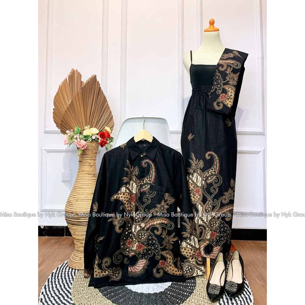 Zalvira Batik Couple Rok Kemeja Adem Hitam Coklat Kondangan Wisuda Terbaru