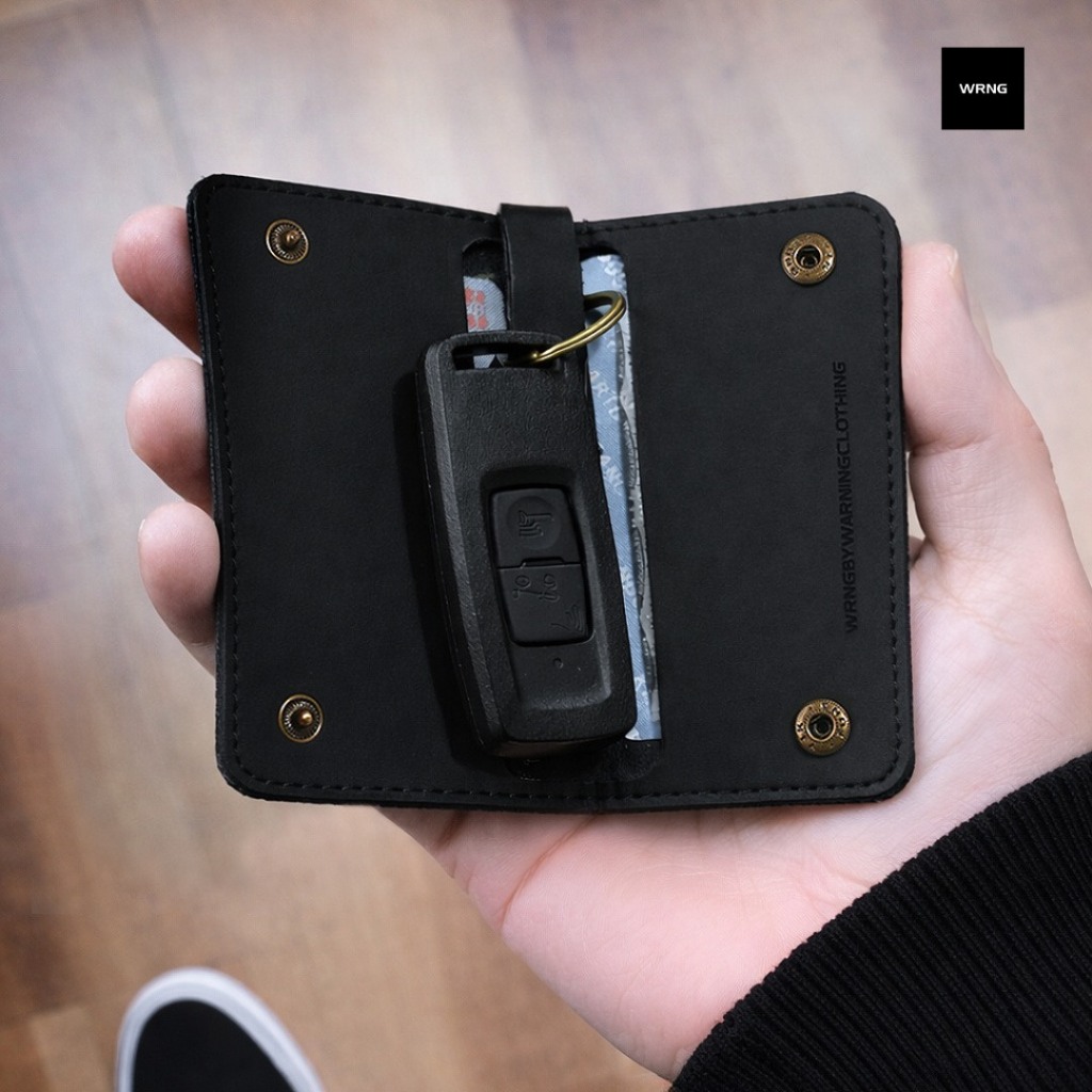Warning Clothing - Raize Dompet Kartu Gantungan Kunci Pria Hitam & Cokelat | Key Chain Wallet