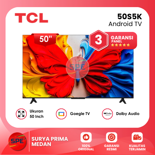 ANDROID TV TCL UKURAN 50 INCH 50S5K GOOGLE TV QLED FHD GARANSI RESMI (MEDAN)