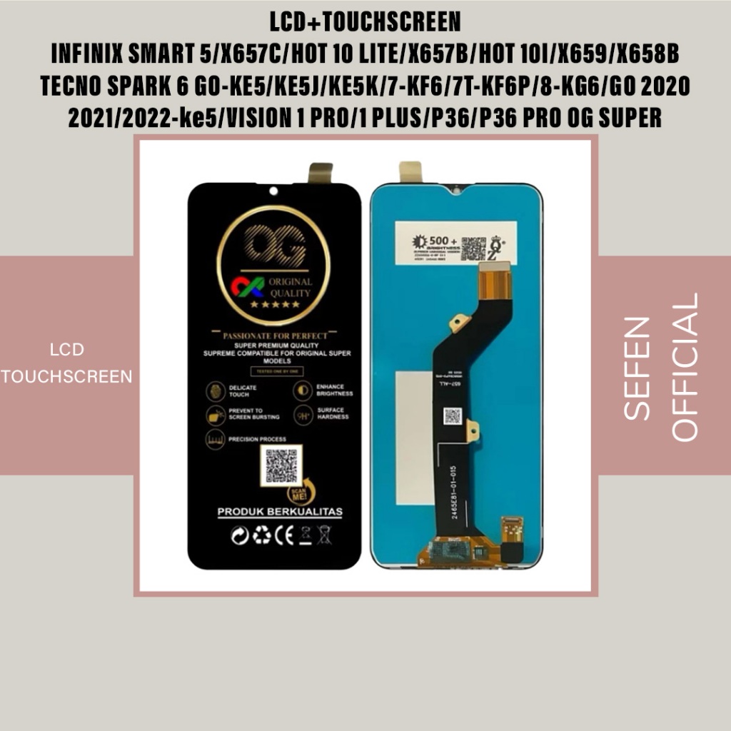 LCD TOUCHSCREEN INFINIX SMART 5/X657C/HOT 10 LITE/X657B/HOT 10I/X659/X658B/TECNO SPARK 6 GO-KE5/KE5J