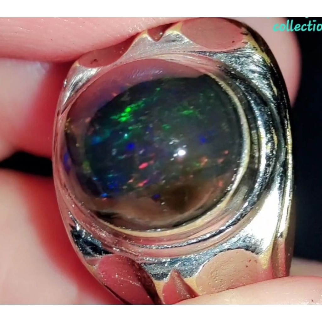 cincin black opal top jarong natural asli Banten