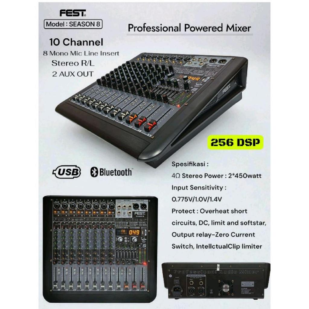 Power Mixer Fest Season 8 Original 8 Channel + Stereo L R