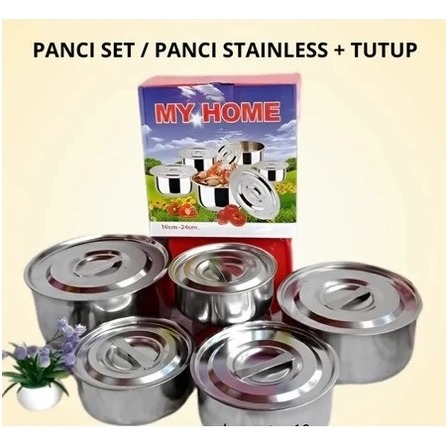 PANCI SET / SUSUN 5 STAINLESS STEEL / PANCI INDIA / PANCI MY HOME SET / PANCI SET / PANCI STAINLESS 