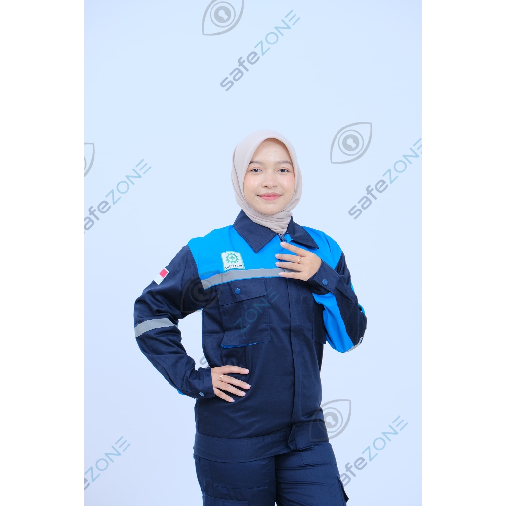 Wearpack Safety Atasan Biru Dongker Toska Baju safety k3