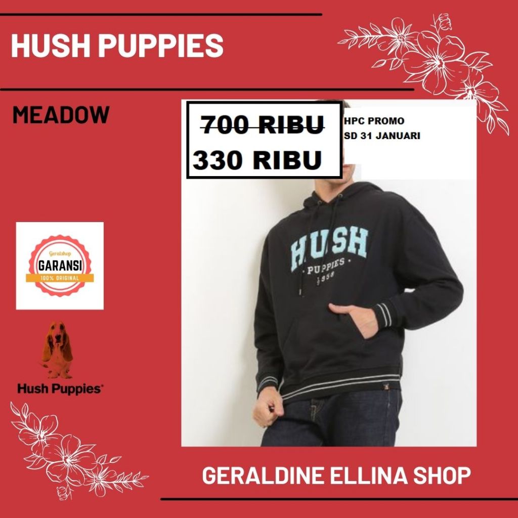 Jacket hoodie Hush Puppies pria 100% original seri MEADOW