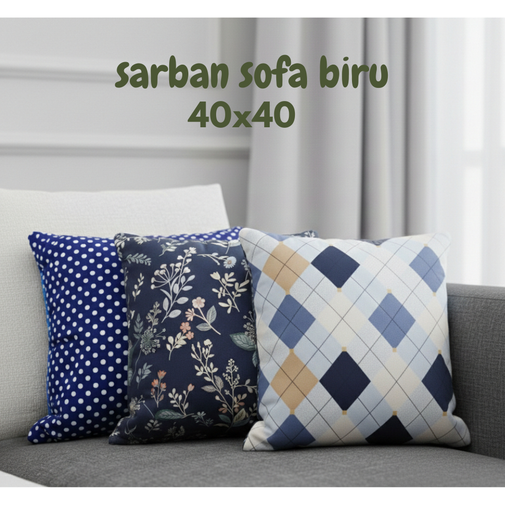 Shafiyyah.sarban (Set Biru) Sarung Bantal Sofa 40x40