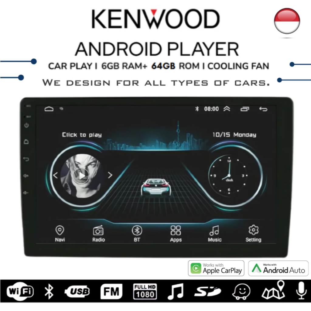 [2026 NEW] KENWOOD Android Player 9"10" inch(6GB RAM+64GB ROM) Quad Core Car Multimedia MP5 Player
