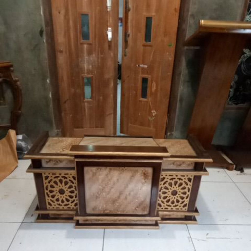 Meja Majelis Motif Marmer Mimbar Lesehan pengajian minimalis jati