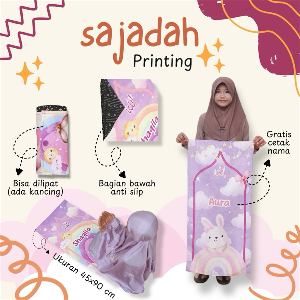 Sajadah Anak Custom Gratis Cetak Nama | kado souvenir ulang tahun | hampers lebaran