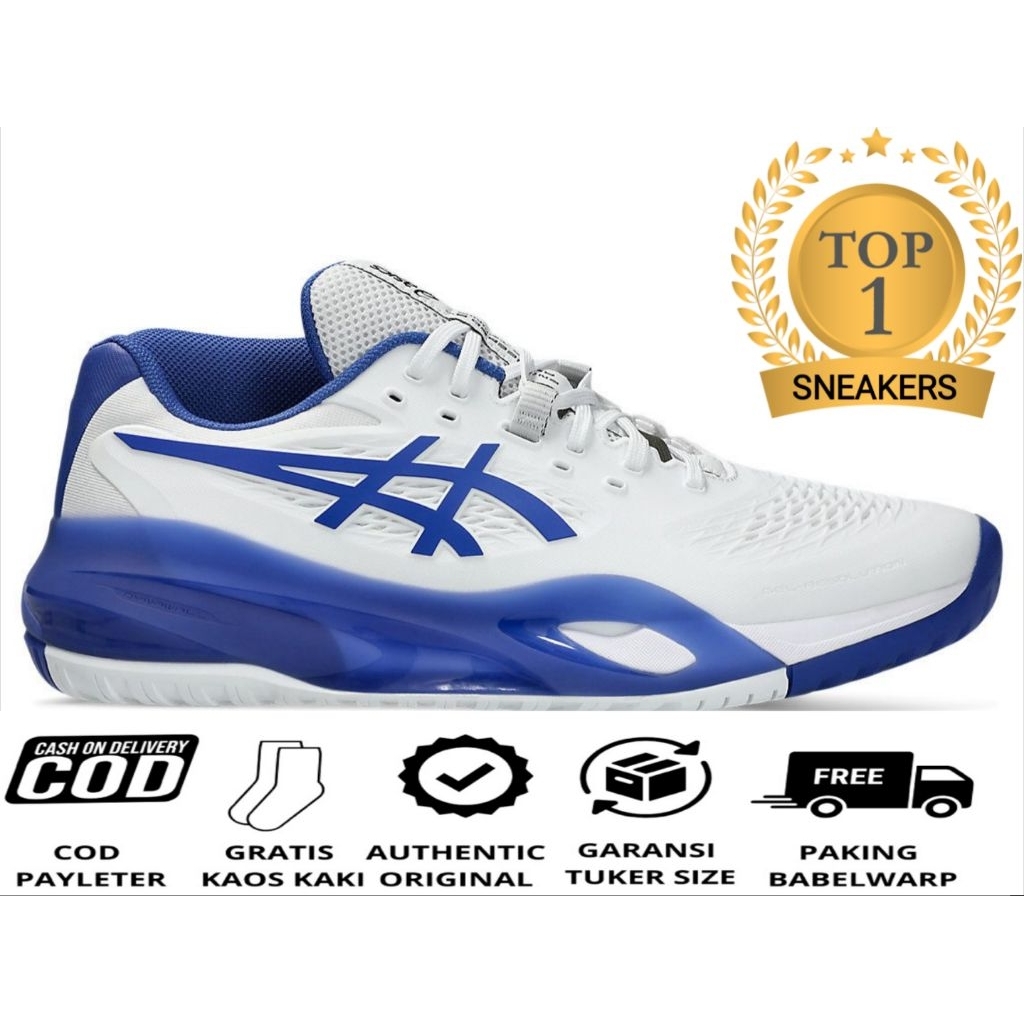 Sepatu Tenis Padel Sepatu Gel Resolution X Sepatu Pria Putih/Biru