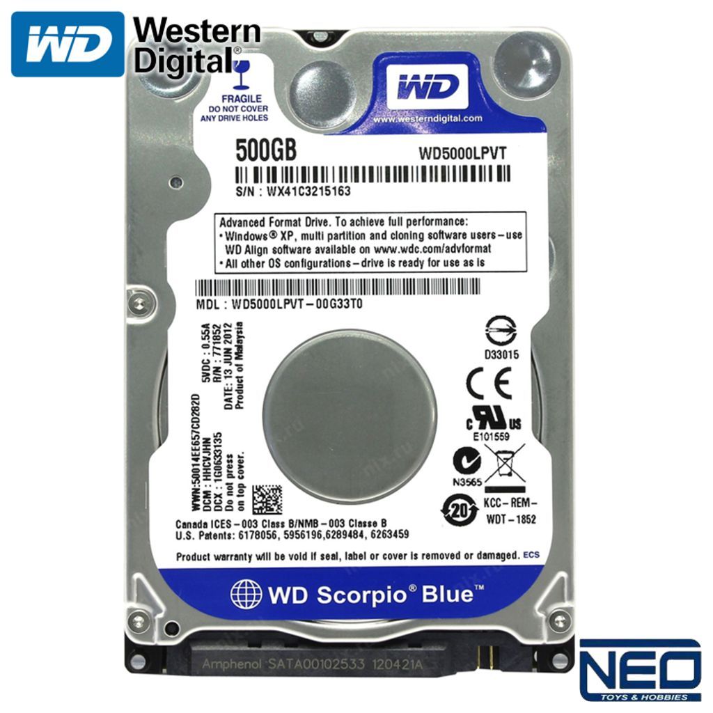 WD Scorpio Blue 500GB Slim Laptop Hard Disk 2.5 SATA (Include Enclosure)