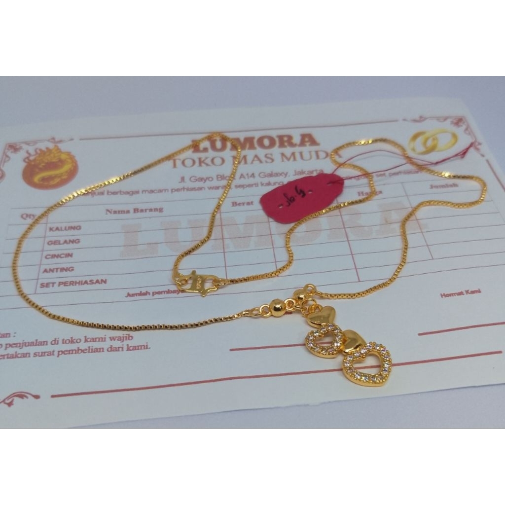 kalung wanita i love you perhiasan mewah elegan