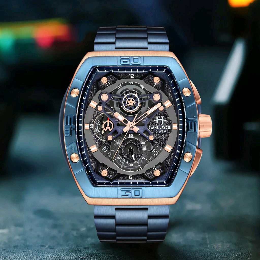 Jam Tangan Pria Evans Jayden EJ 9549 Analog Cronograph Aktif Stainless Steel Original Garansi