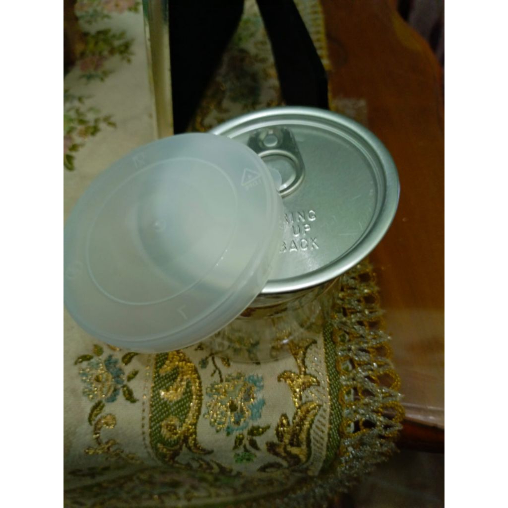 toples jar tutup kaleng soda pet can anti tumpah 150ml  75 x 50 mm transparant set 3 in 1 tebal