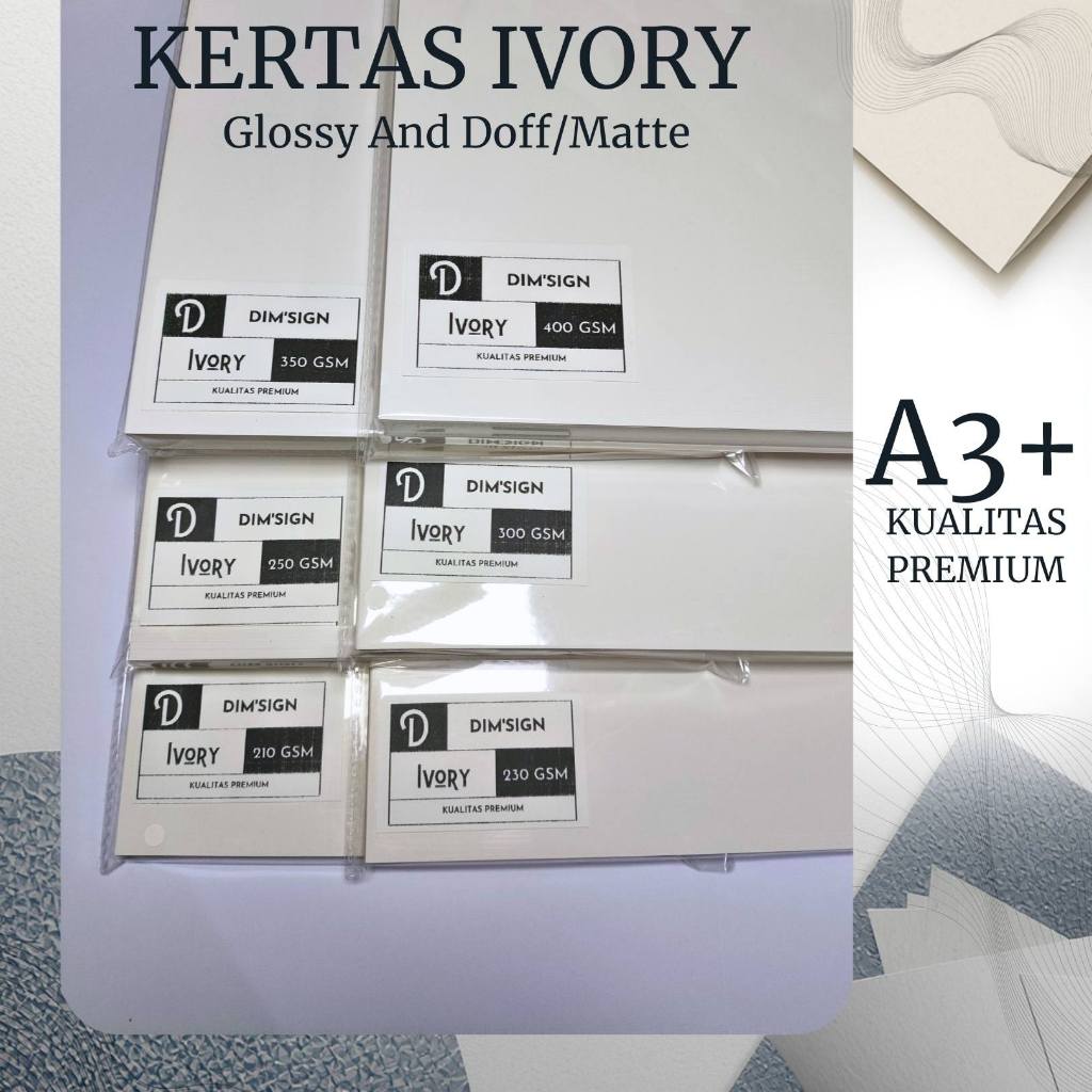 kertas ivory A3+ ketebalan 210/230/250/300/350/400 gsm