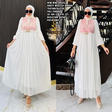 SHR AURELIA CRINKLE LACE MAXI DRESS | MOTIF ANGGUN MEMPESONA BAHAN PREMIUM | SIGNATURE ALLTIME X SHR