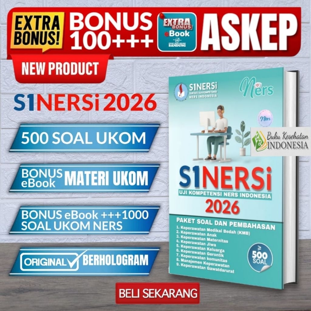 SINERSI 2025 BUKU UJIKOMPETENSI NERS INDONESIA EDISI TERBARU 2025 PREMIUM QUALITY PAKET 3 BUKU PPNI 
