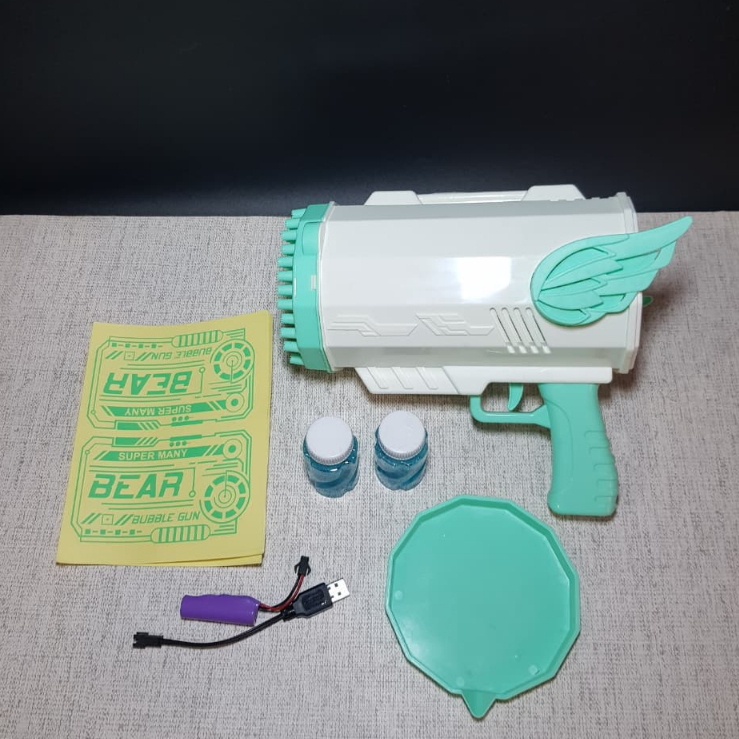Pistol Bubble Jumbo 112 Lubang - Bubble Gun dengan Baterai Cas - Bubble Gun 112 Holes