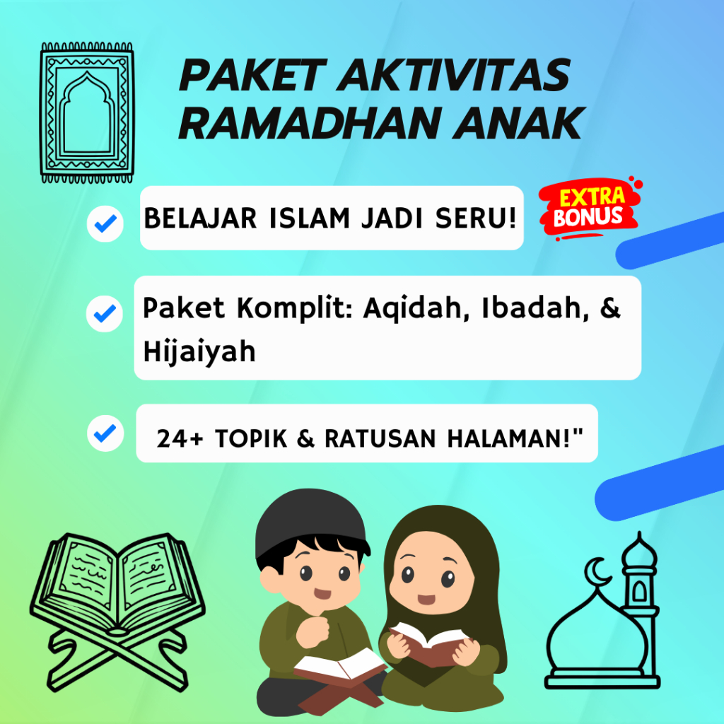 SUPER BUNDLE Worksheet Aktivitas Islami Anak Muslim Lengkap - Belajar Tauhid, Adab, & Hijaiyah paket