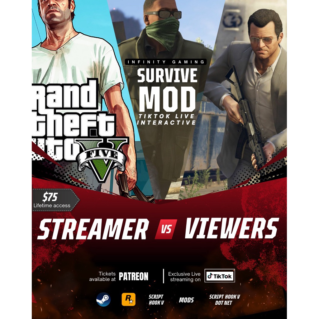 Grand Theft Auto V GTA 5 MODS LIVE TikTok interactive - Game PC
