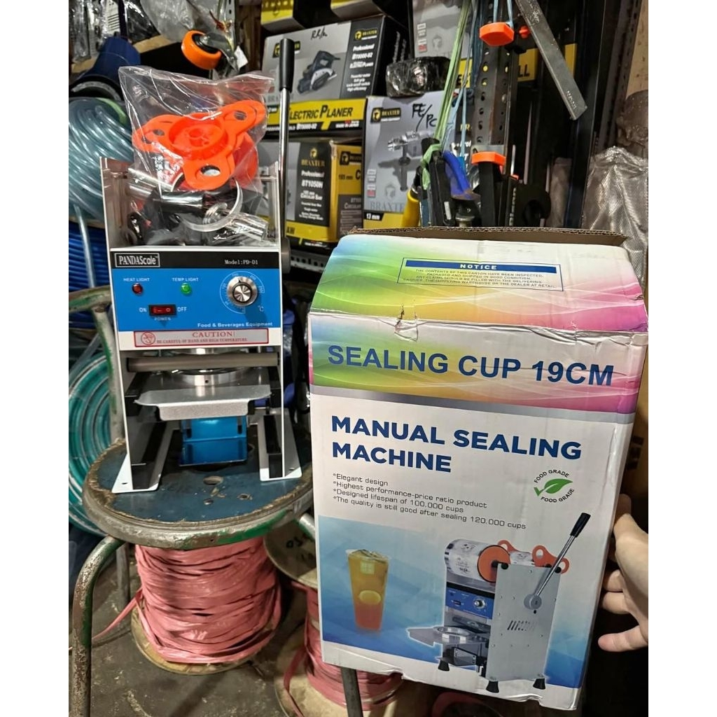 Mesin cup sealer press cup press gelas plastic jus boba 14-22oz Merek Panda
