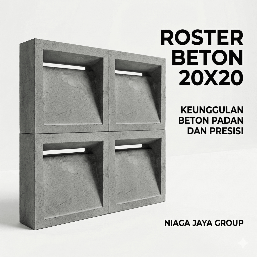 Roster Beton Minimalis - Nako Natural Semen, Anti Tampias, 20 x 20 | Loster Putih | Ventilasi Udara,