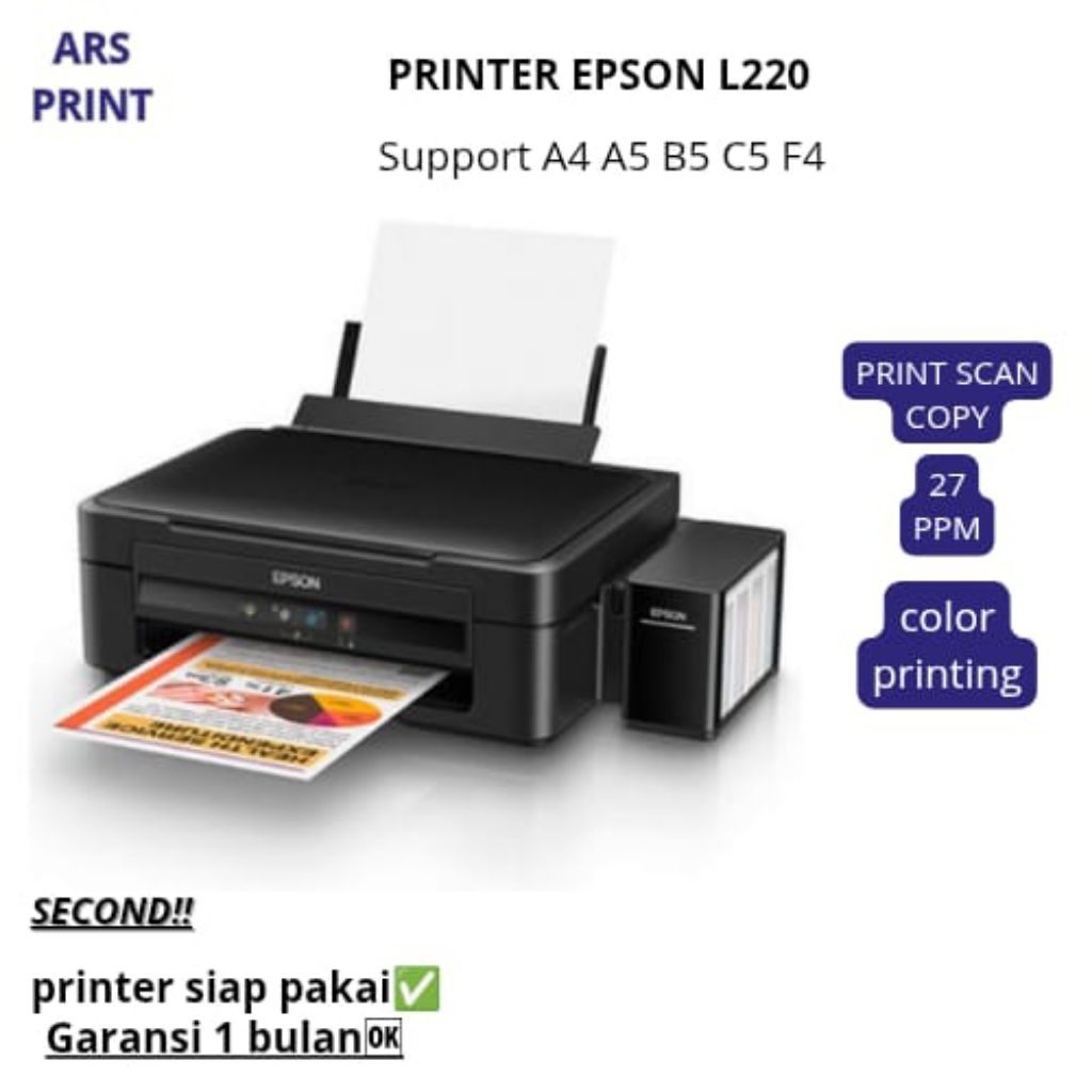 Printer Epson L220 Second Berkualitas Print Scan Copy