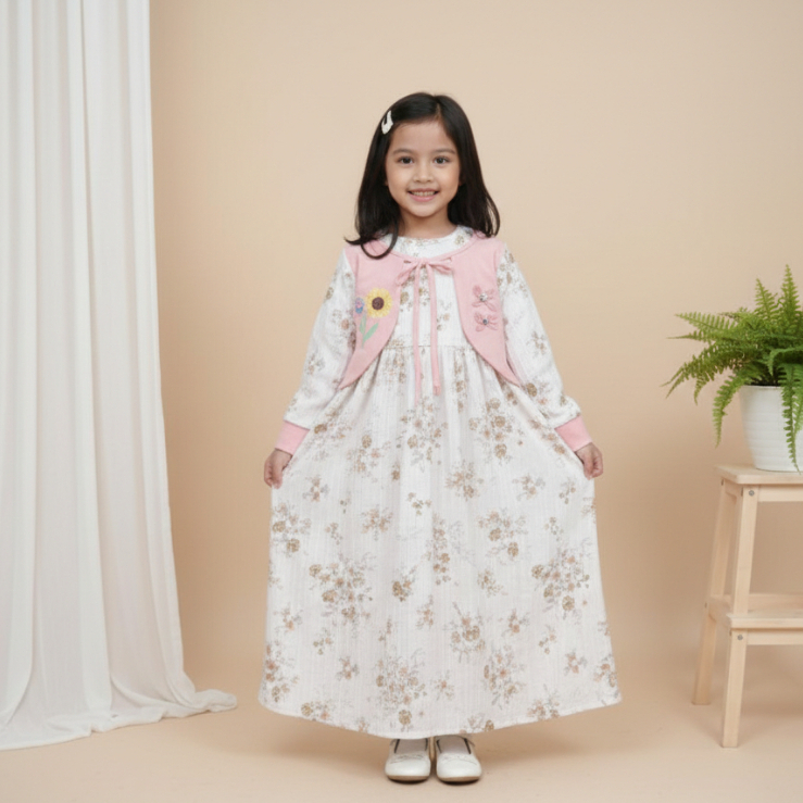 TERBARU Hikmah - New dress Aleya Gamis Anak Rompi Baju Anak Perempuan Pakaian Muslim Bahan Crinckle