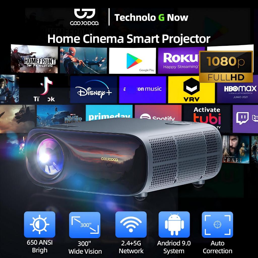 Goojodoq Proyektor Profesional 5.7inch  Android 9.0 4k Wifi Full Hd 1080p 600ANSI With two 10W power