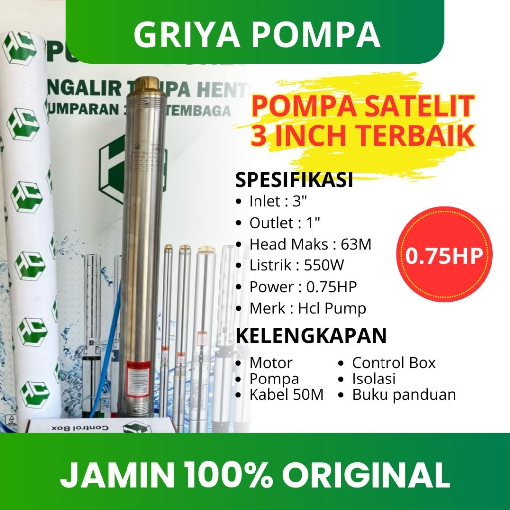 POMPA AIR SATELIT RUMAH 3" 63M 0.75H TELARIS